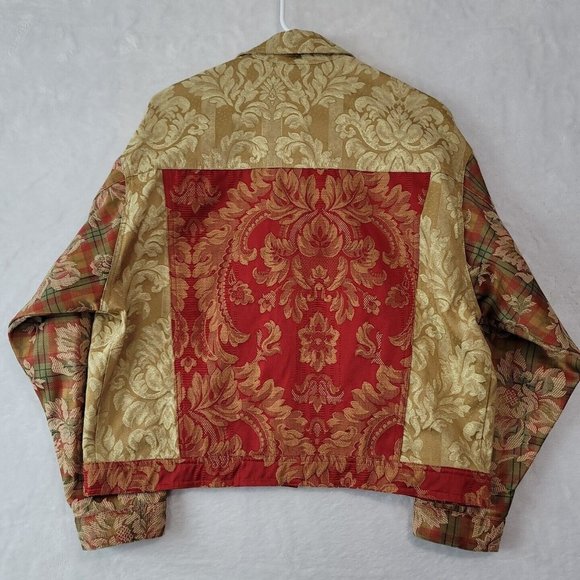 Vtg My Boyfriends Back Womens Denim Jacket Floral Patchwork Pattern Rose Buttons - Picture 10 of 16